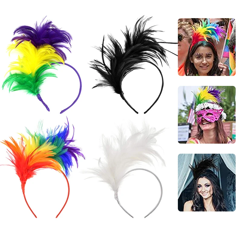 Feather Hairband Fashion Carnival Party Head Decoration Dance Performance Hair Band Halloween Festival Boho Hair Accessorie