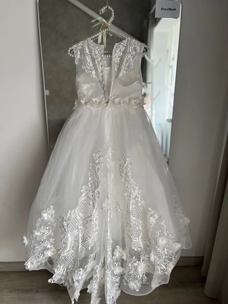 Пышное Тюлевое платье с цветочным рисунком для девочек кружевные платья 3D