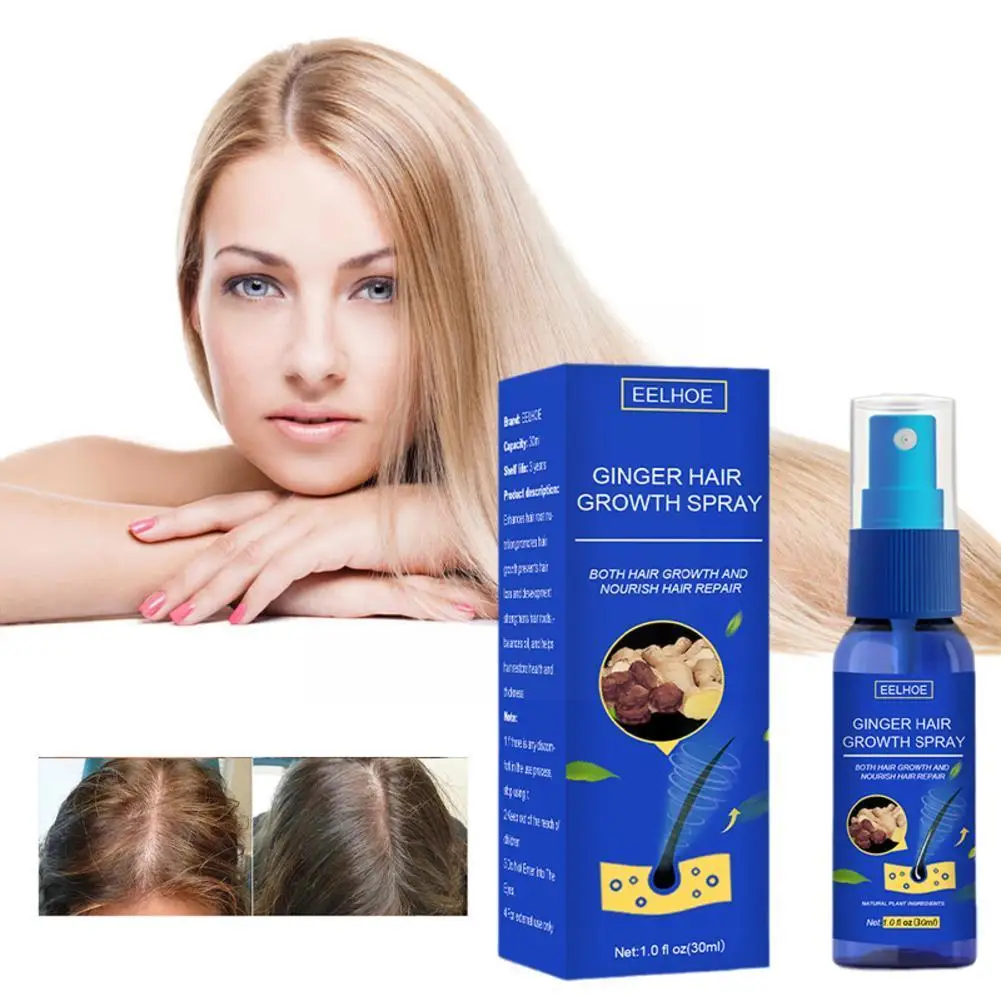 

Ginger Hair Growth Spray Serum Natural Anti Hair Loss Growing Baldness Products Women Prevent Treatment Germinal Men Liquid J6F6