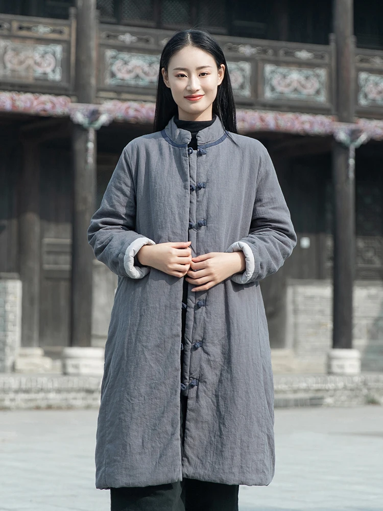 National style cotton padded jacket for women in winter, new national style, coiled button, retro literary cotton jacket