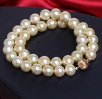 huge charming 1810 11mm natural south sea genuine gold round pearl necklace free shipping jewelry pearl necklace choker