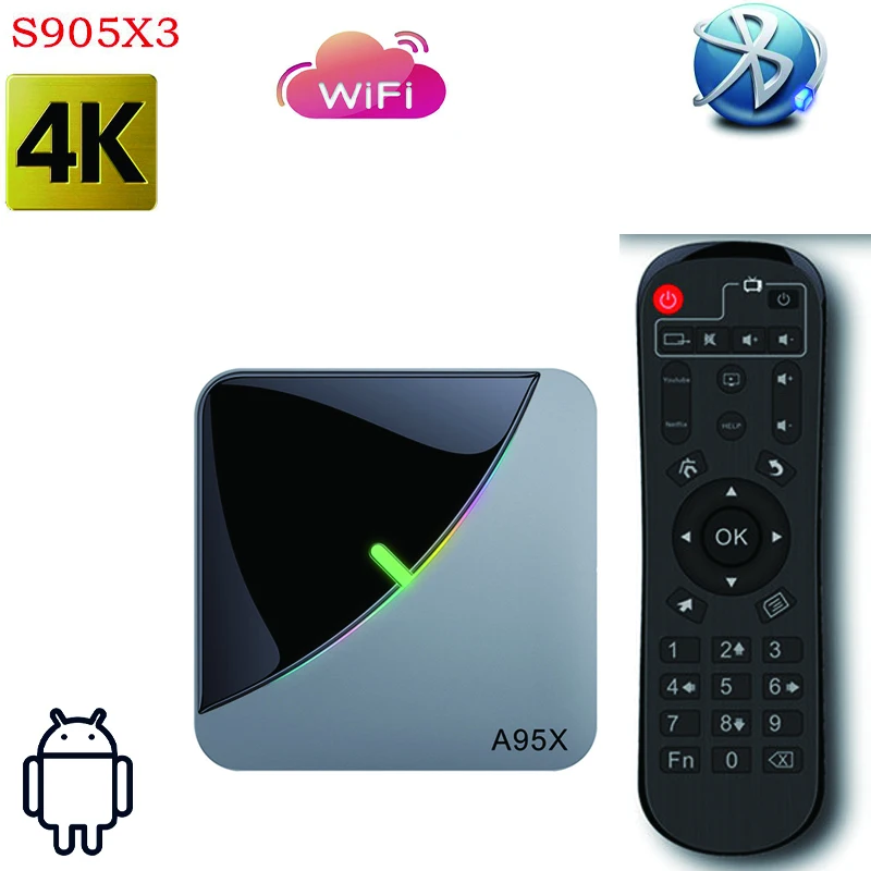 

ТВ-приставка A95X F3 Air, 4K, Android 9,0, 4 ядра, Allwinner S905X3, 4 + 32 ГБ