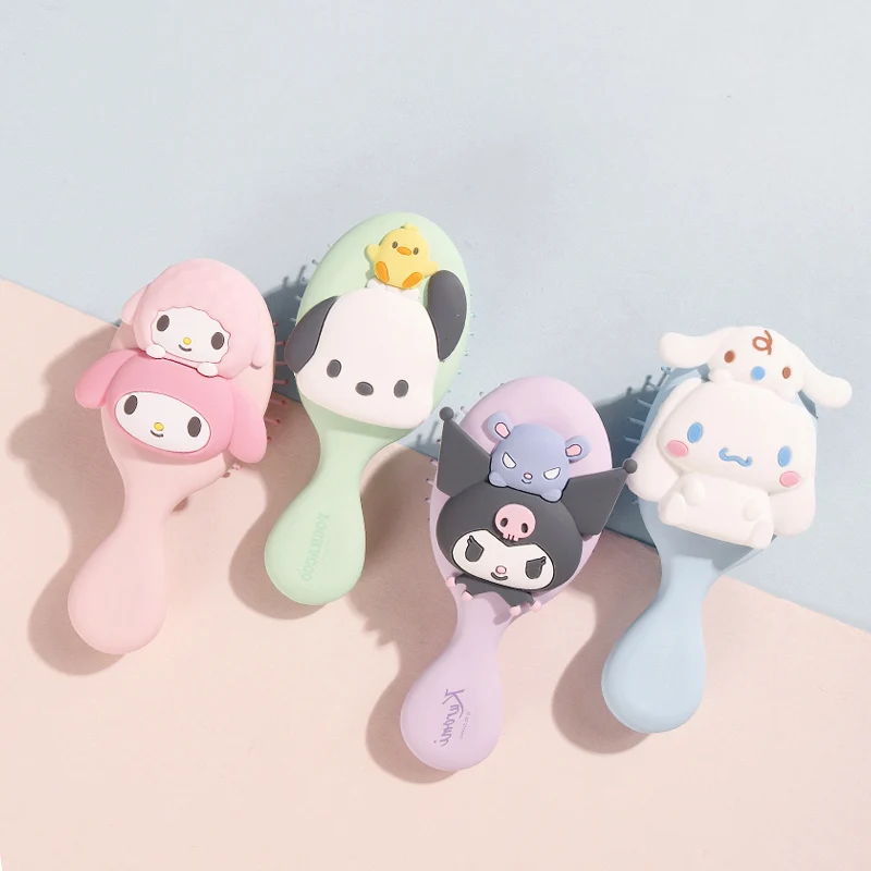 

Kawaii Sanrio comb Massage Air Cushion Kuromi Melody Cinnamoroll Anime Doll Girl Heart Cute Portable Hairdre Comb Gift for Girls