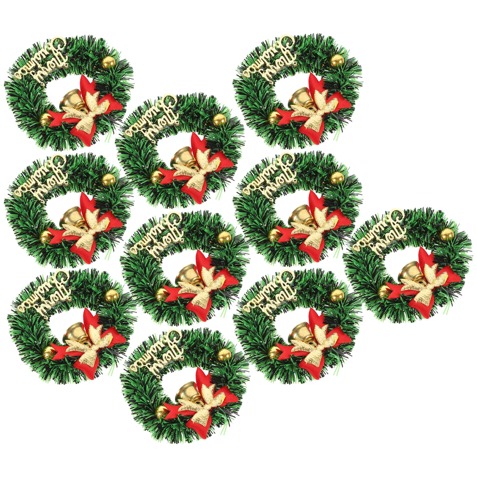 

10 Pcs Christmas Wreath Tree Toys Mini Miniature Garland Flower Hanging Wreaths Cute Decorate