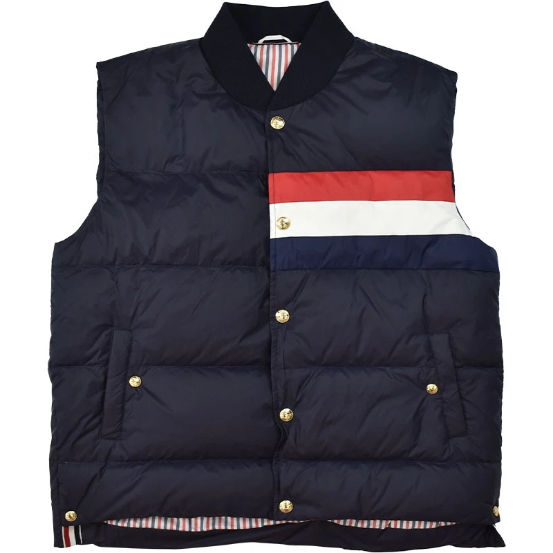TB THOM Men's Jackets Winter Fashion Brand Down Men's Clothing Matte Nylon Contrast RWB Stripe  Harajuku Casual TB Jacket Vest