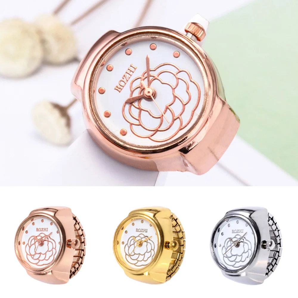 

Rose Gold Dial Quartz Analog Watch Creative Steel Cool Elastic Quartz Finger Ring Women Men Unisex Watch Relogio for Birthdays