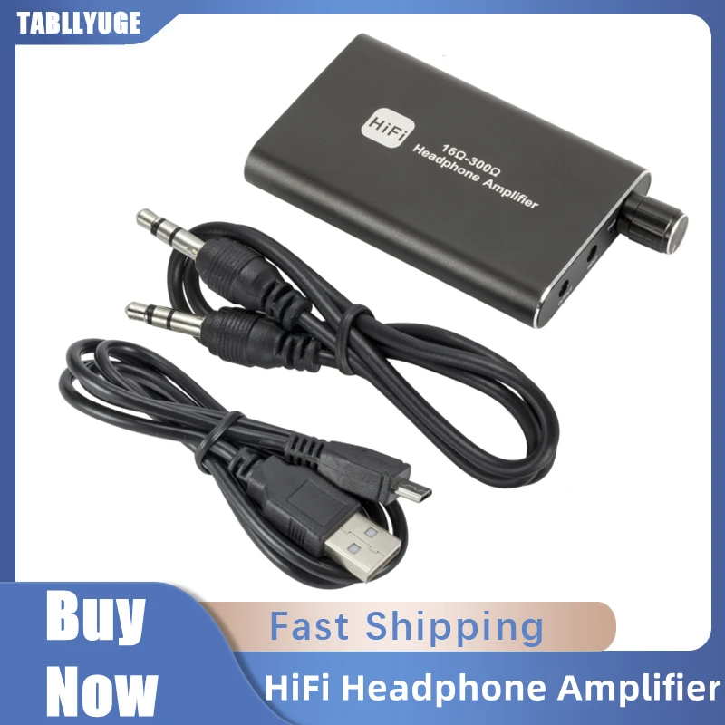 

Portable HiFi Headphone Amplifier Headphone Amp 3.5mm Stereo Audio Out with Switch Powered Dual-Output with 2-Level Boost