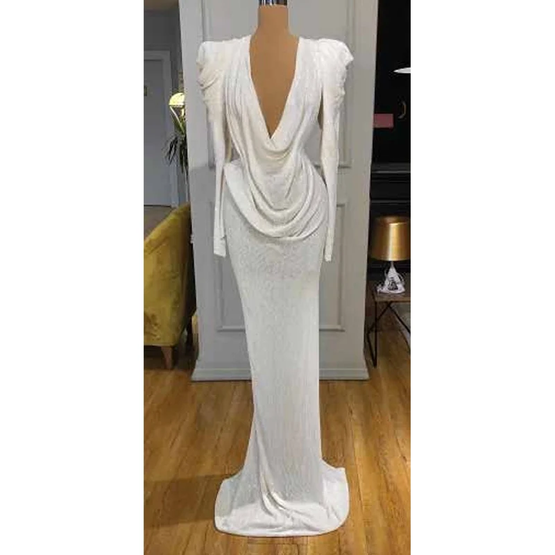 

Элегантные платья для выпускного вечера с длинным рукавом и глубоким V-образным вырезом, вечернее платье для женщин, официальное платье для ...