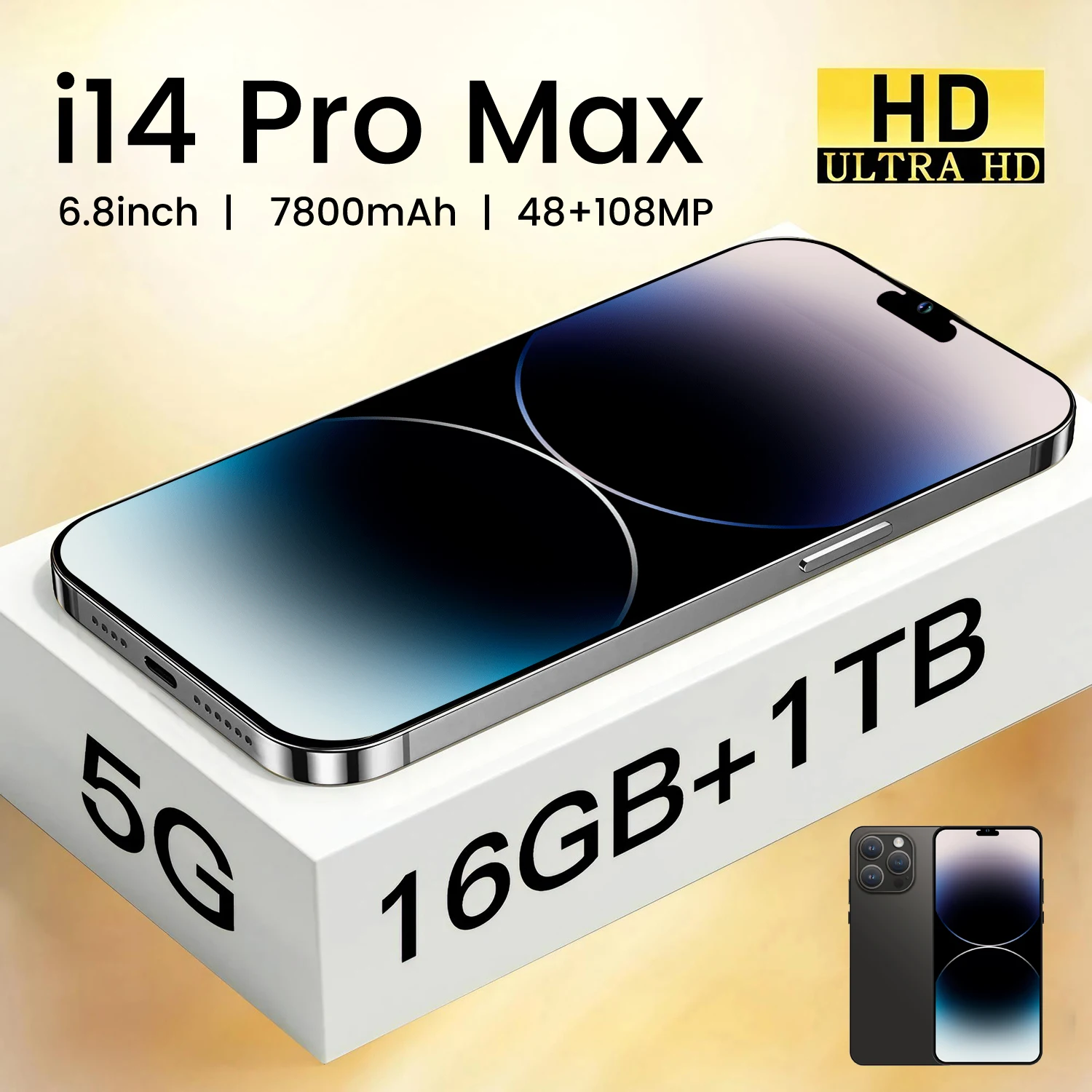 

Смартфон I14 Pro Max, 2023 дюйма, 16 + 1 ТБ, 6,8 мАч
