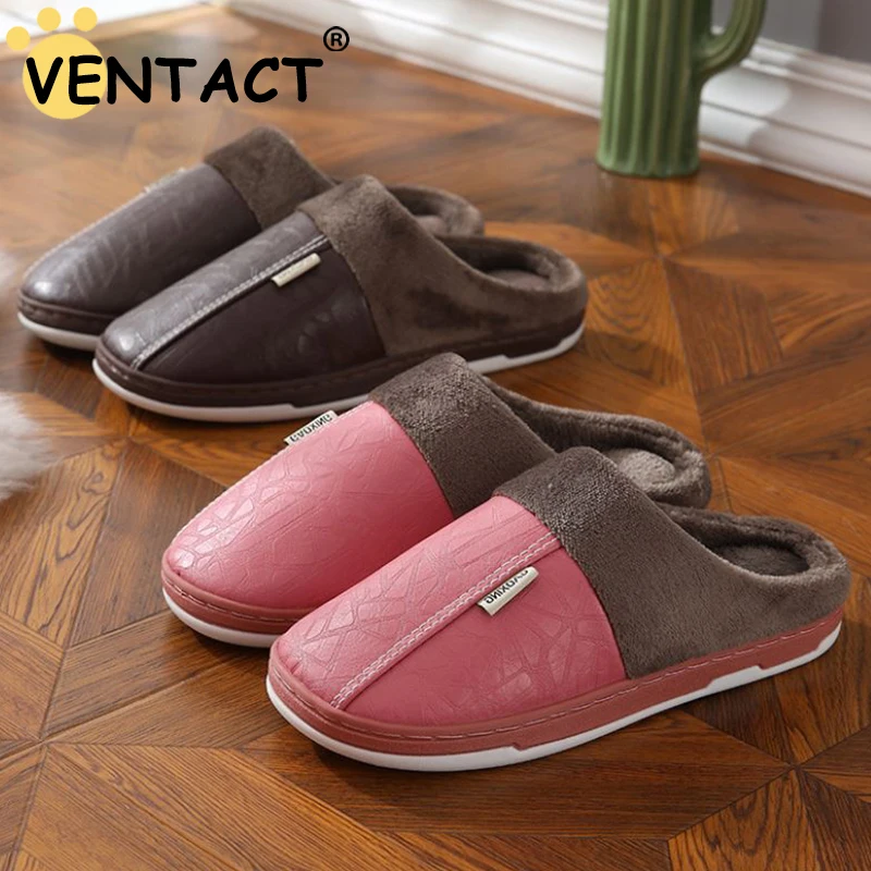 

Домашние теплые тапочки VENTACT, женские нескользящие мягкие на плоской подошве, плюшевые хлопковые домашние тапочки для влюбленных, флисовые ...