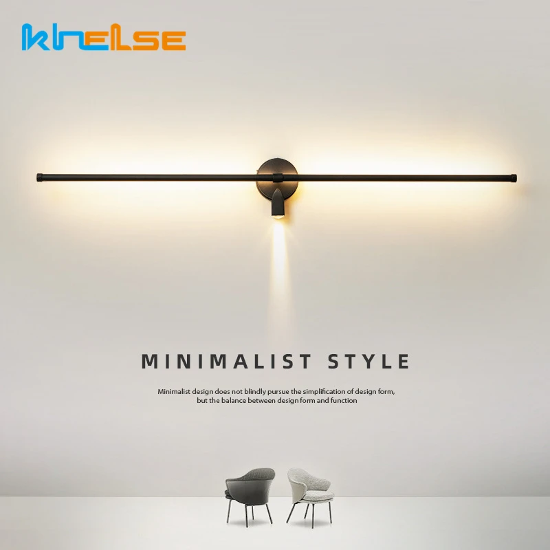 

60-150 см, Скандинавская длинная полоса, фотолампа, вращающаяся на 360 градусов, В переменного тока, настенная лампа, для спальни, гостиной, фоновая декорация для телевизора, линейная фотолампа