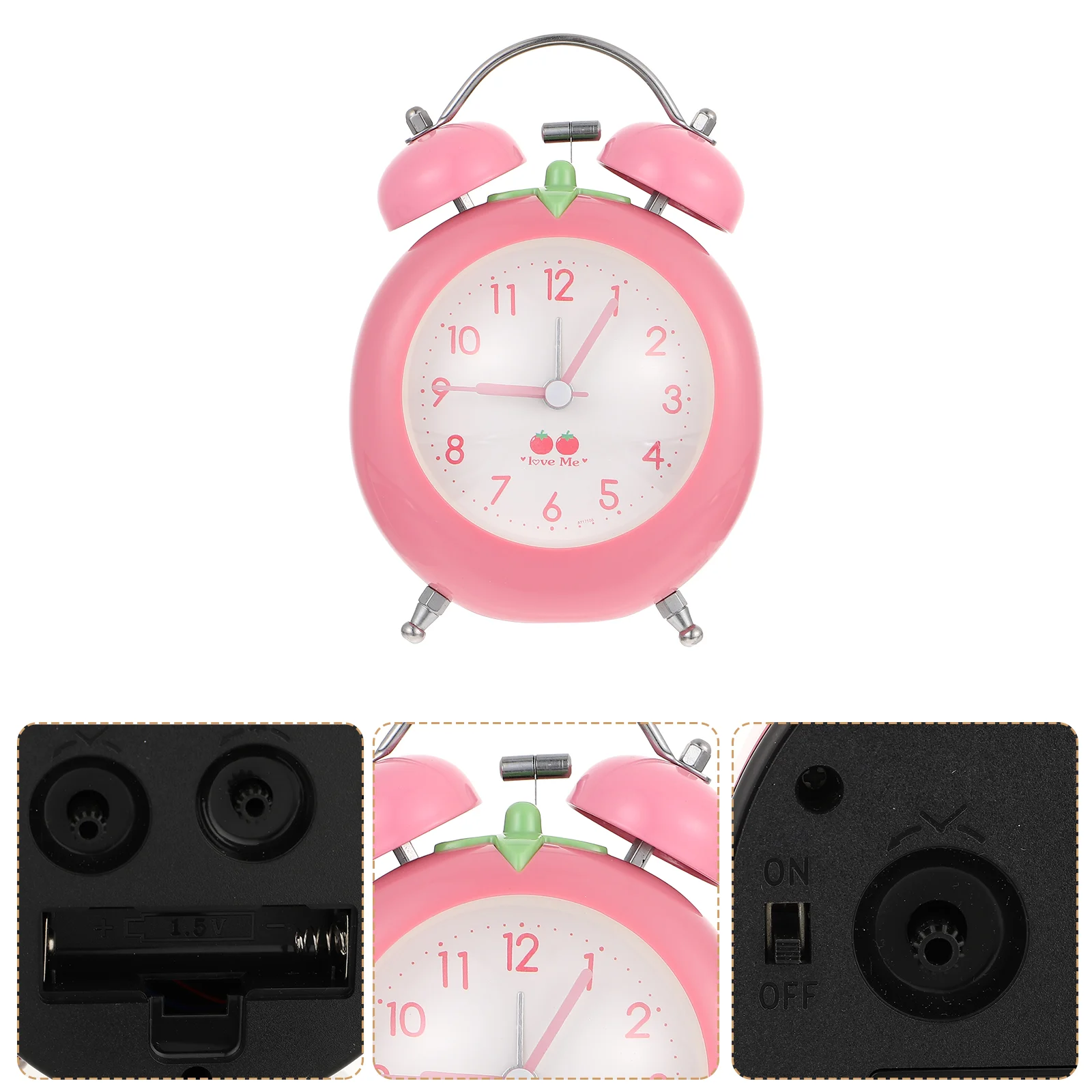 

1pc Professional Durable Adorable Tomato-designed Clock Kids Cartoon Clock Daily Alarms