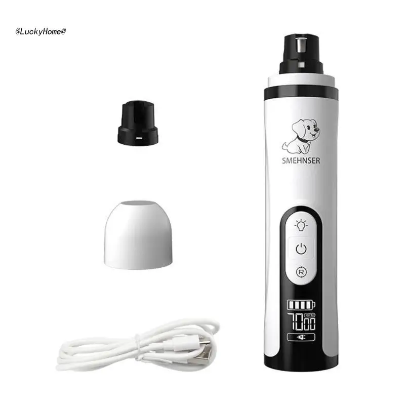 

11UA Pet Nail Grinder with Two LED Light Professional 3-Speed Electric USB Dog Nail Trimmers for Paw Safe Grooming for Cats