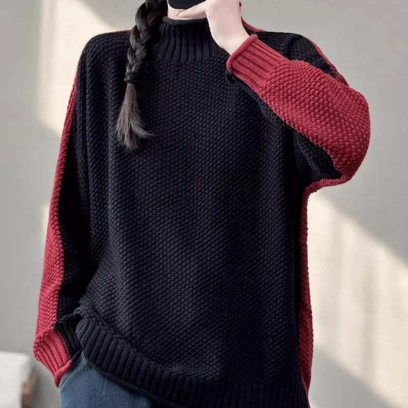 Два в одном высокие пуловеры с вырезом на осень и зиму художественная корейская