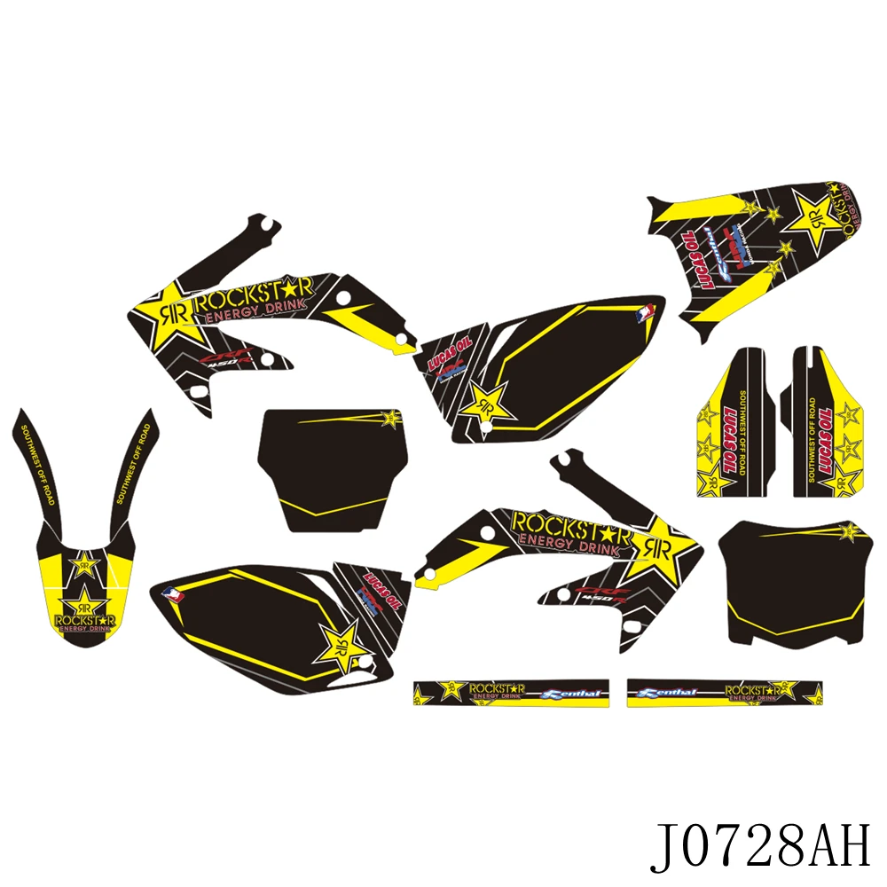

Полностью графические Наклейки для Honda CRF 450R 2005 2006 2007 2008 CRF450 CRF 450, наклейки на задний план мотоцикла с индивидуальным номером и именем