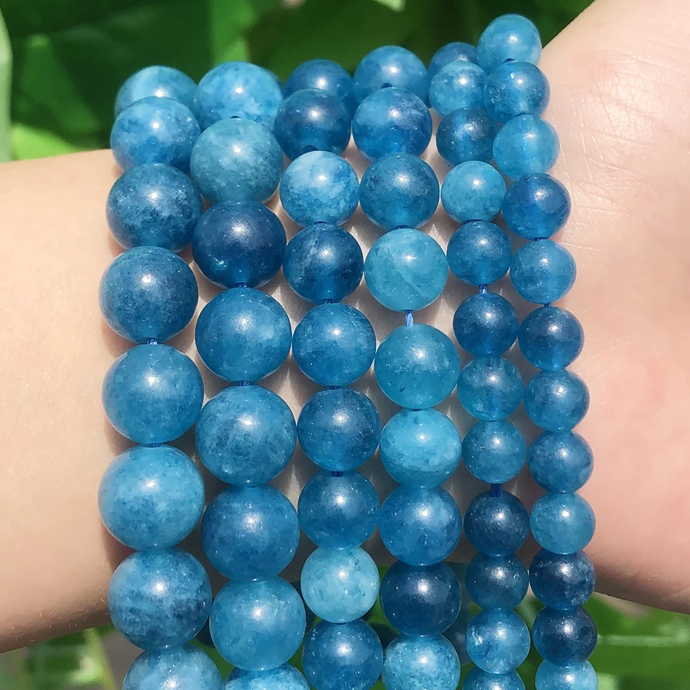 

Natural Stone Beads Blue Jades Round Loose Spacer Beads For Jewelry Making Needlework Diy Bracelet Necklace Charms 6 8 10mm