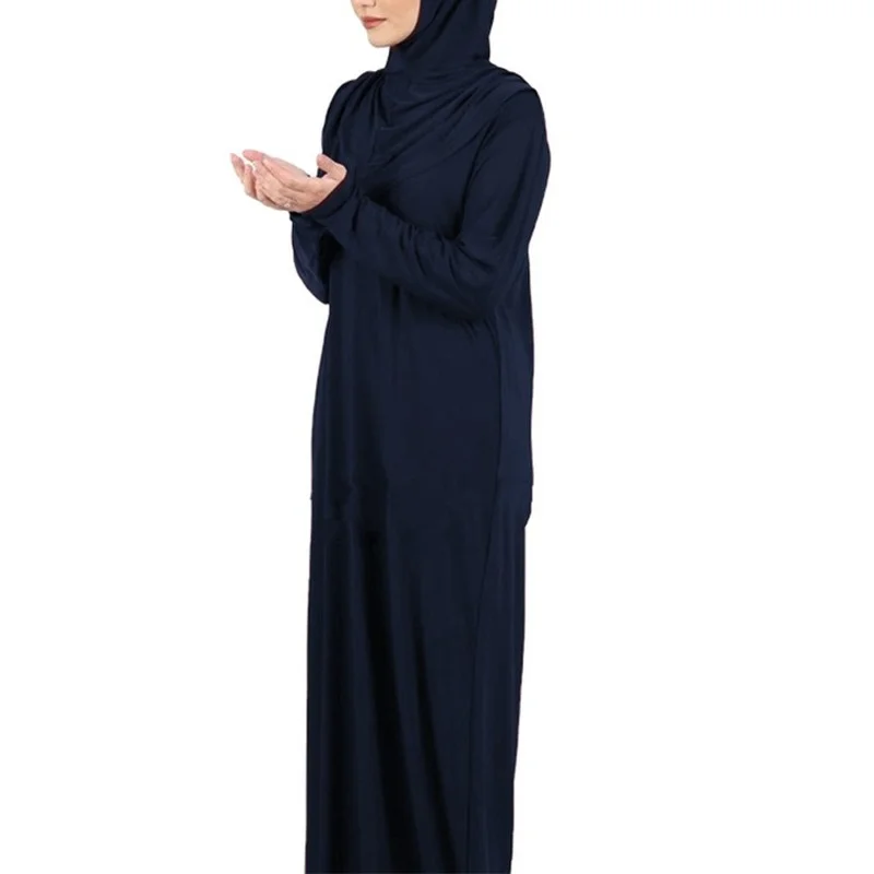 Мусульманское модное однотонное платье Рамадан ИД с капюшоном лоскутное платье молитвенные костюмы Niqab Abaya мусульманская молитва химар 2022