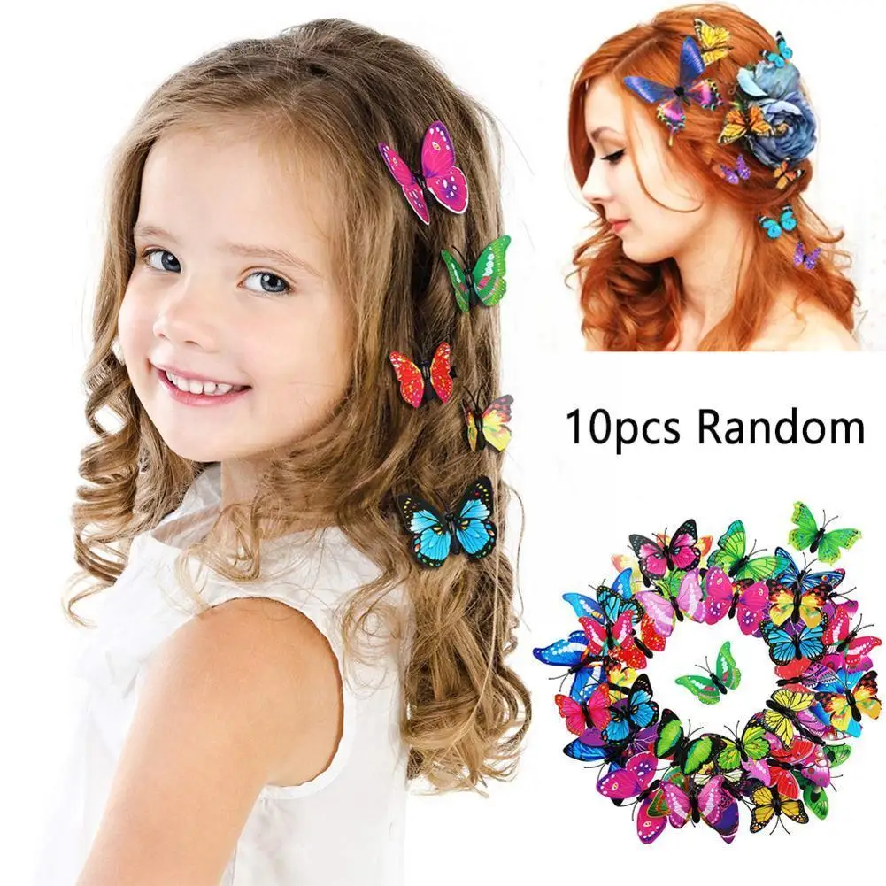 

Заколки для волос с 3d-бабочками Z2B5, головные уборы, аксессуары для летней вечеринки, для костюмированной свадебной фотографии, 10 шт.