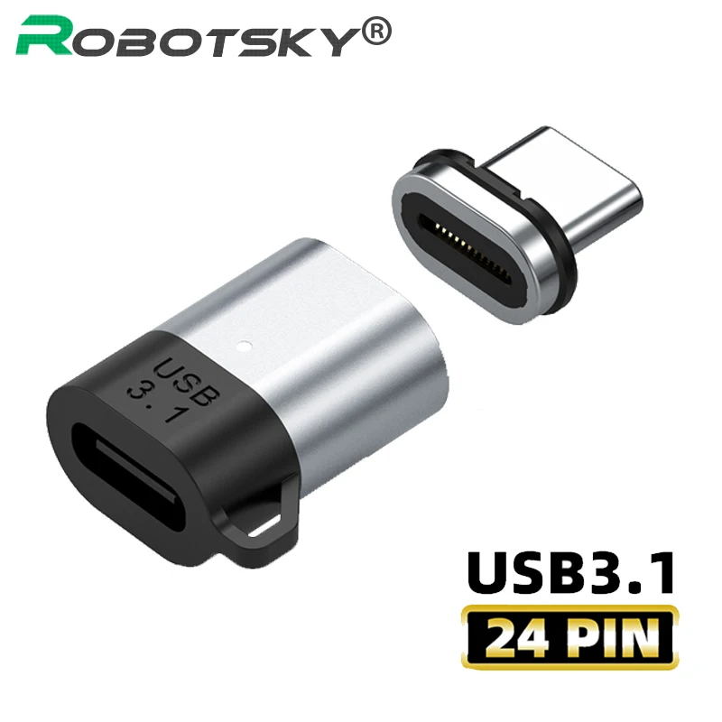 

100W USB 3.1 Type C Adapter 24Pin Magnetic USB C Converter 4K 10Gbp Fast Data Charging Adapter For MacBook Mate9 Mate10 Mate 20