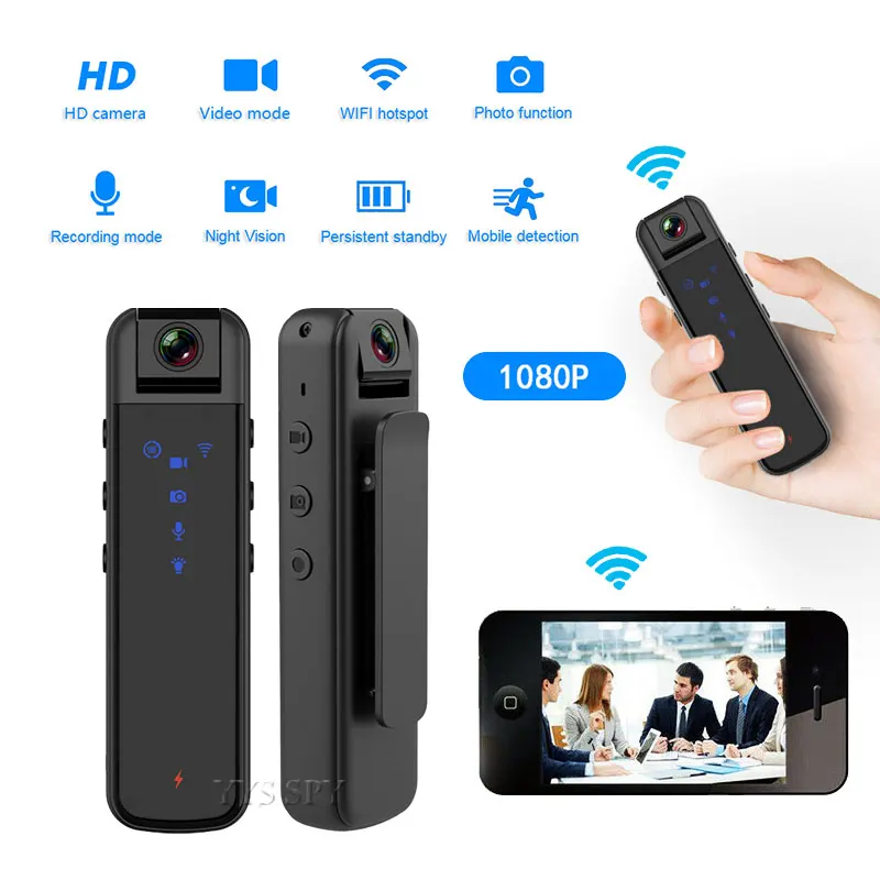 

Mini Wifi Camera CS05 1080P Motion Detect Micro Cam Night Vision Back Clip Portable Video Audio Recorder Support APP Remote