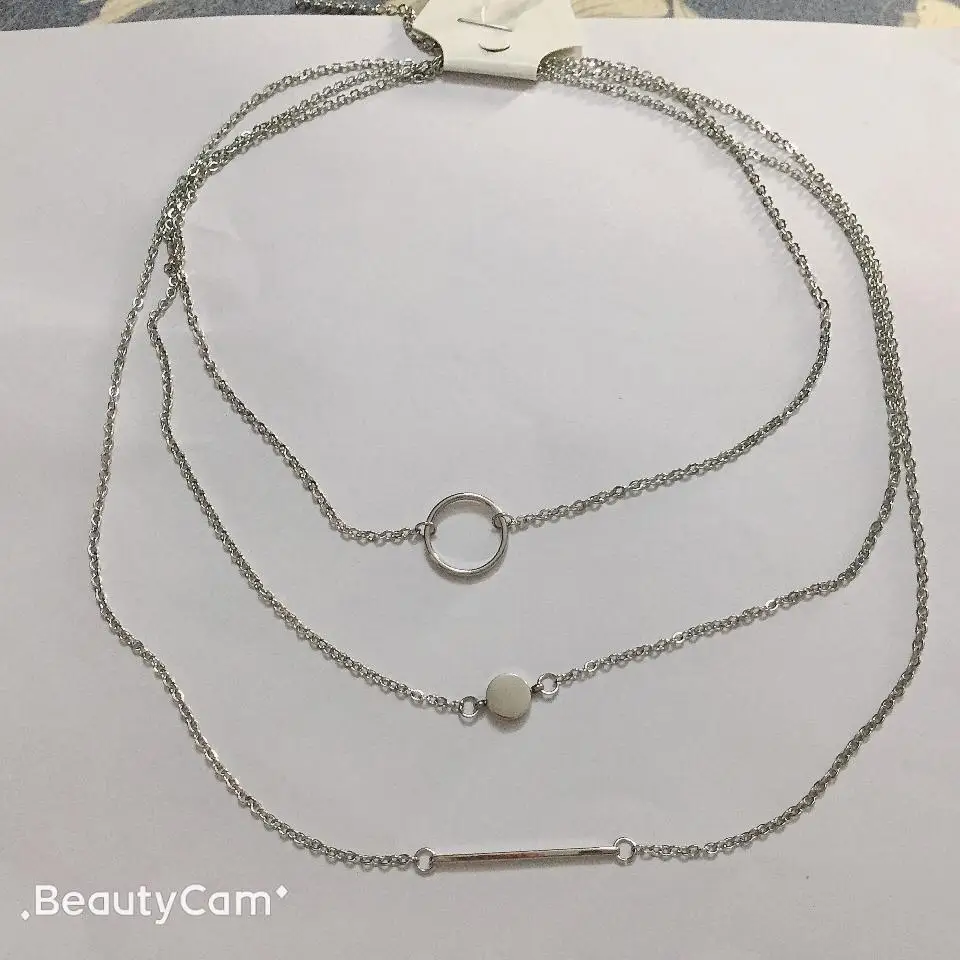 

Stainless Steel Necklace For Women Multilayer Necklace Vintage Bohemian Double Layer Coin Pendant Chain Necklace Jewelry