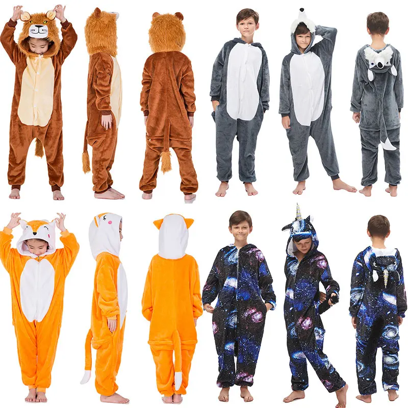 

Animal Kigurumi Onesie Girls Unicorn Pajamas Kids Stitch Jumpsuit for Baby Winter Overalls Women Pyjamas Adults Tiger Pijamas