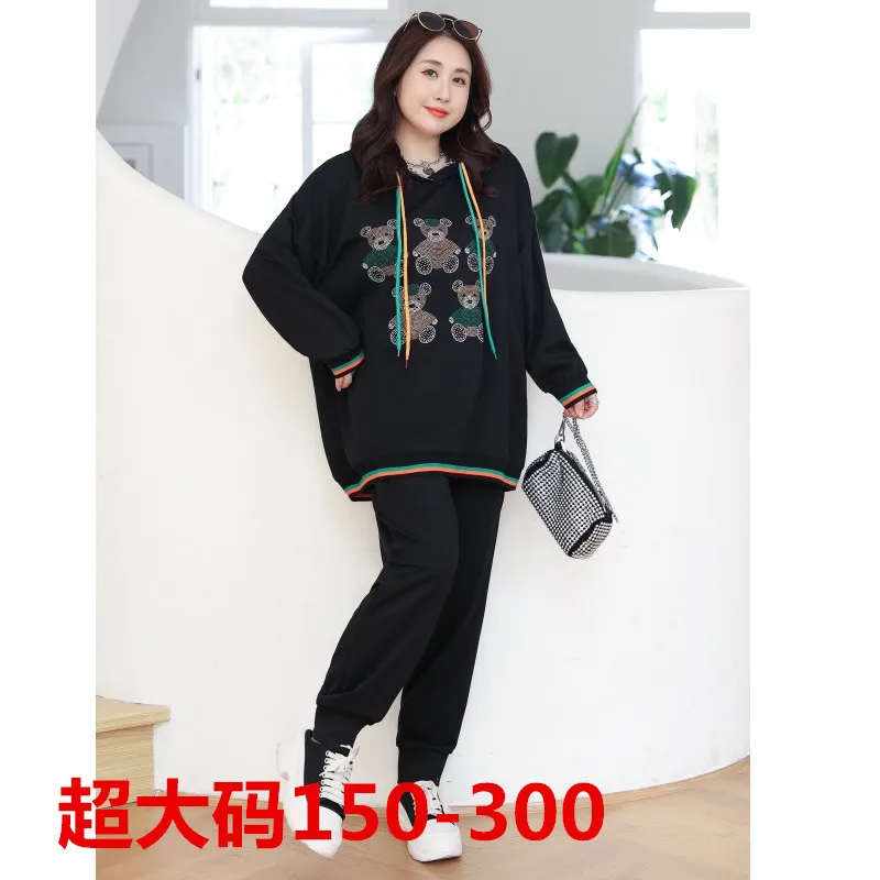 Oversize Women Tracksuit Spring Cotton Sport Suit Hoodie Sweatshirt+pant Running Jogging Outfits Casual Workout Set Sportswear