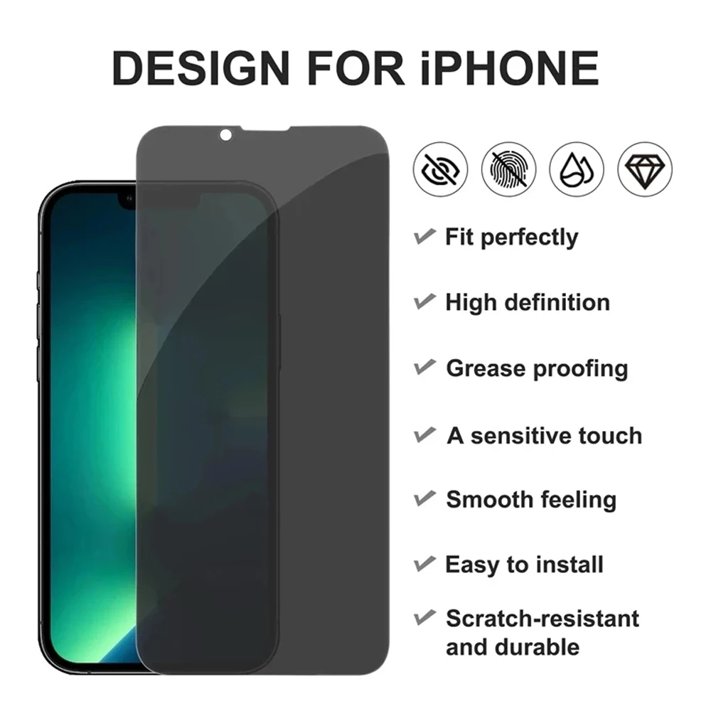 

9D Anti Peeping For Apple iphone 13 12 Mini 11 Pro Max X XR XS SE 2022 8 7 Plus Tempered Glass Anti green light Anti Blue Light