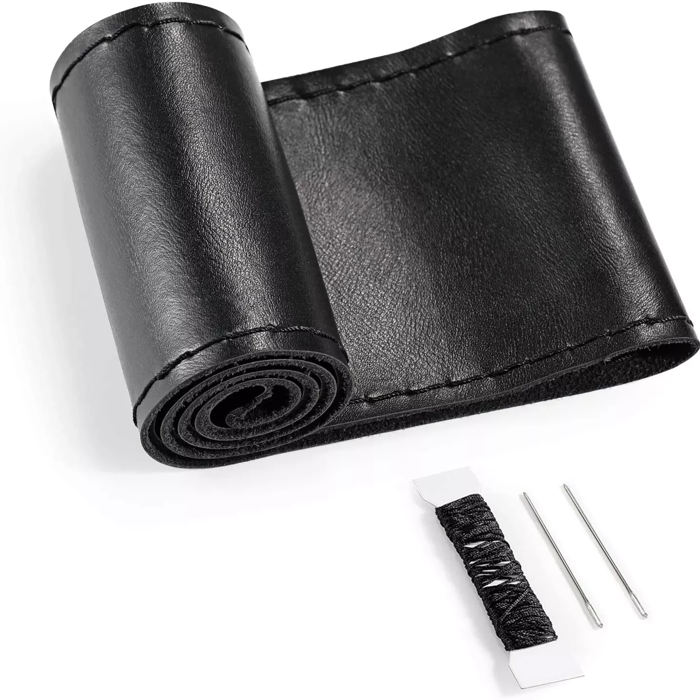 

38cm Steering Wheel Covers Soft Artificial Leathe Braid On The Steering-wheel Of Car With Needle And Thread Lnterior Accessories