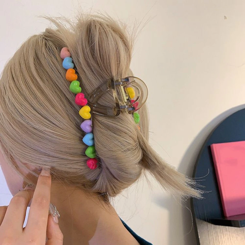 Красивая девушка ~ Красочная любовь захват зажим милая сердце назад для волос