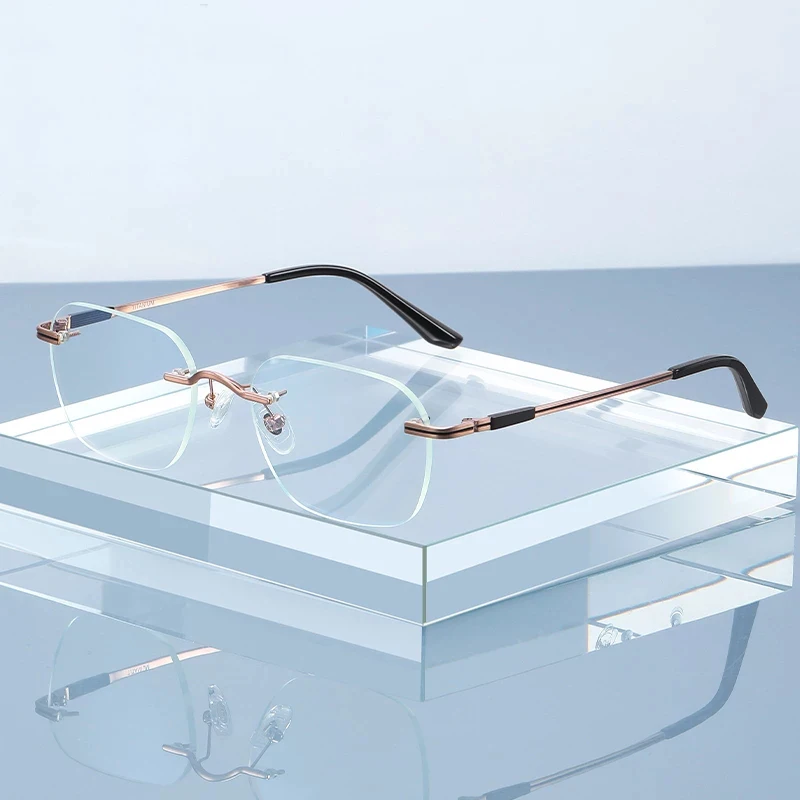 

Women Blue Light Blocking Glasses Men Pure Titanium Frameless Prescription Eyeglasses Frame Computer Games UV Goggles Eyewear