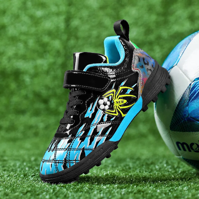 Fashion Blue Kids Soccer Shoes Society Outdoor Child Football Boots Cleats Futsal Sneakers Boys Soccer Training Sport Footwear