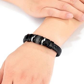 Fashion Braided Rope Wrap - Black Leather Bracelet 5