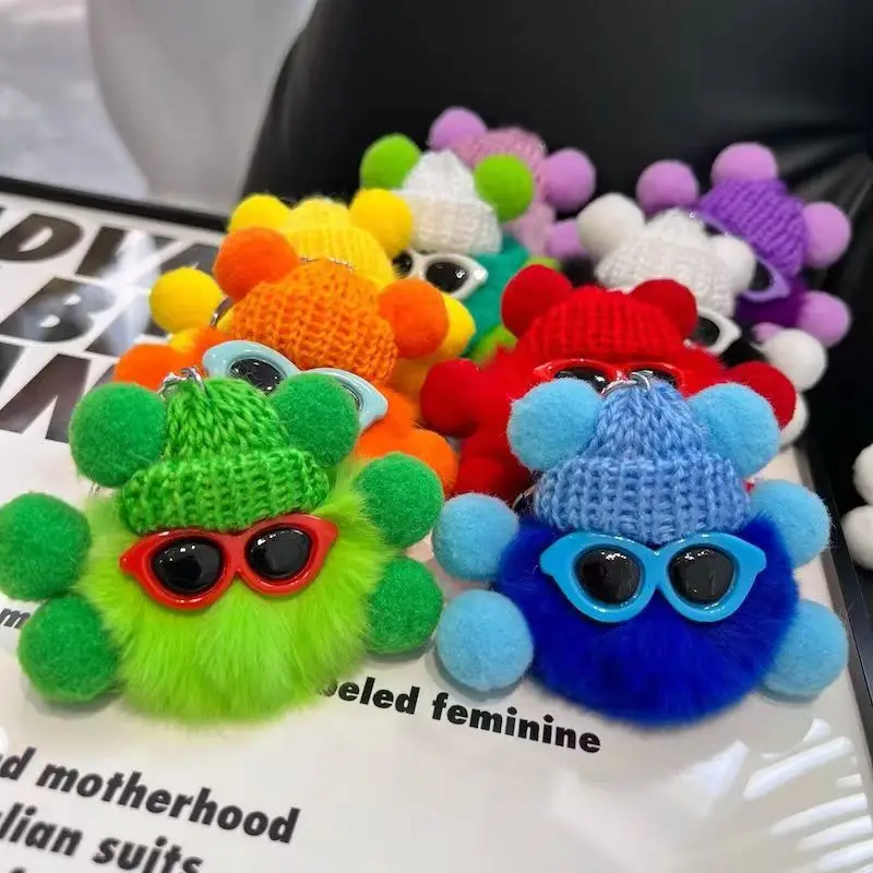 

Fashion Faux Rabbit Fur Ball Keychain Cute Plush Doll Pendant Fluffy Pom Pom Trinket Car Keyring Bag Pendant Key Chain Ornaments