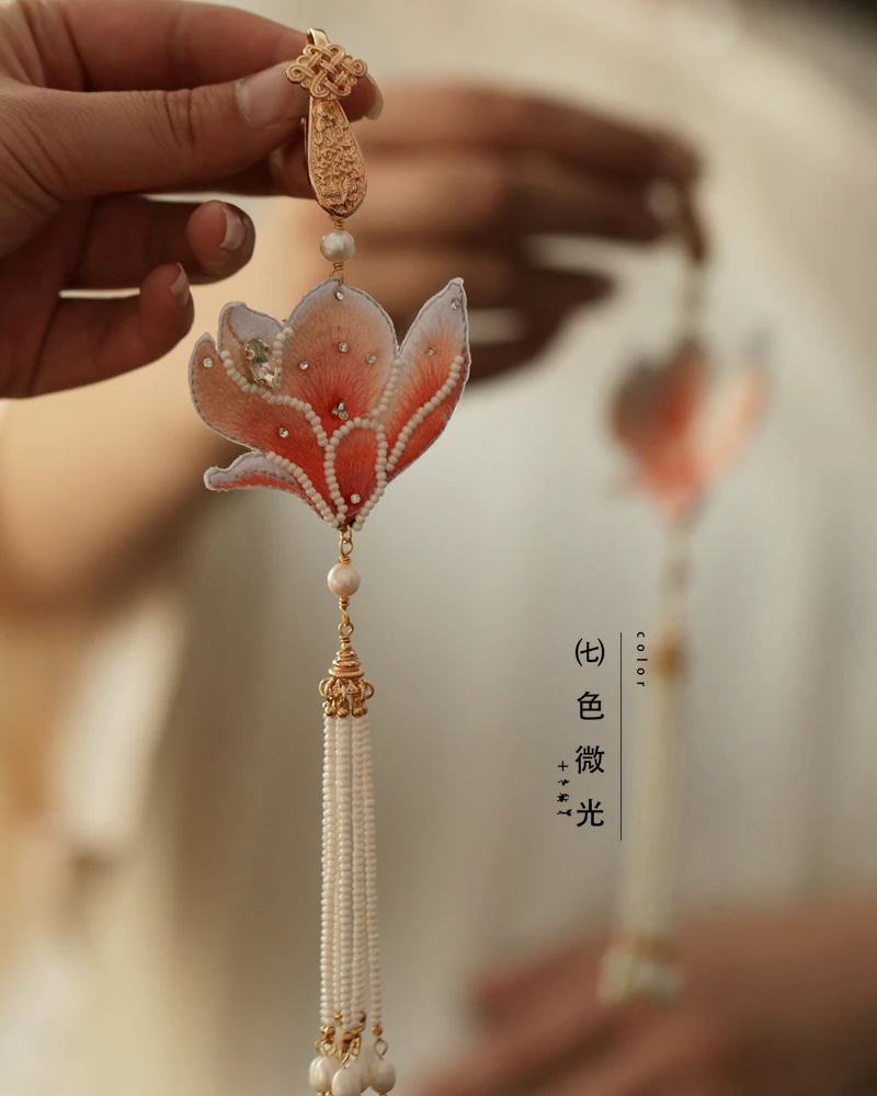 

Classic fringed cheongsam accessories pendant embroidery flower brooch tea dress waist wear Hanfu feminine temperament