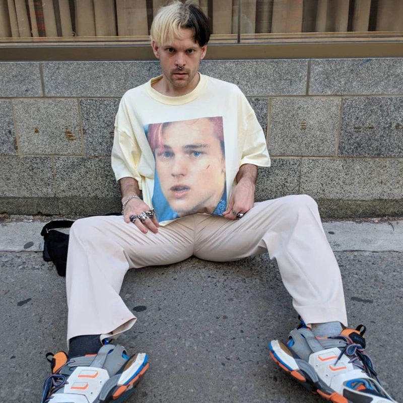 

Vintage new short-sleeved avatar digital printing loose T-shirt half-sleeved casual high street cotton oversized T-shirt VTG men