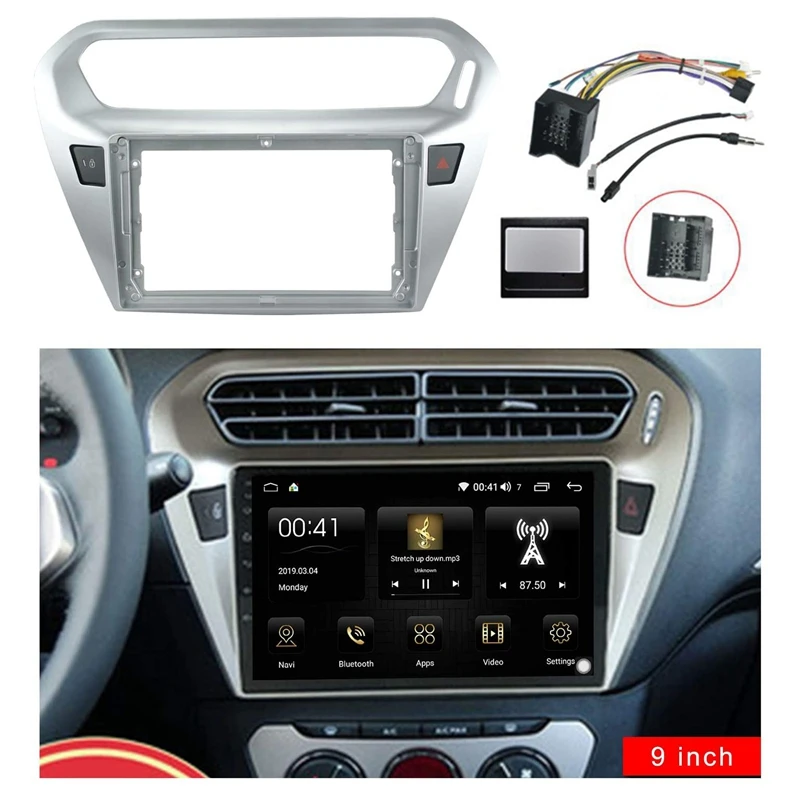 

9 Inch 2Din Car Audio Panel Dashboard Frame DVD Navigation Panel with Canbus Cable for Peugeot 301 Citroen 2014-2018