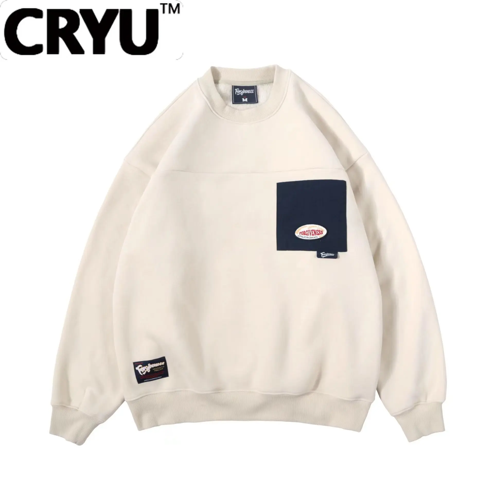 

CRYU Japanese-style pocket color matching version of loose round collar sweater