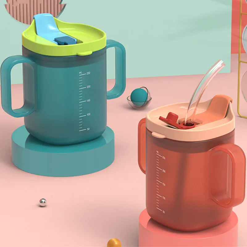 

Child Learn Feeding Drinking Bottle Kids Training Cup with Straw Baby Duckbill Cup Sippy Cup Dual Purpose with Straw BPA Free