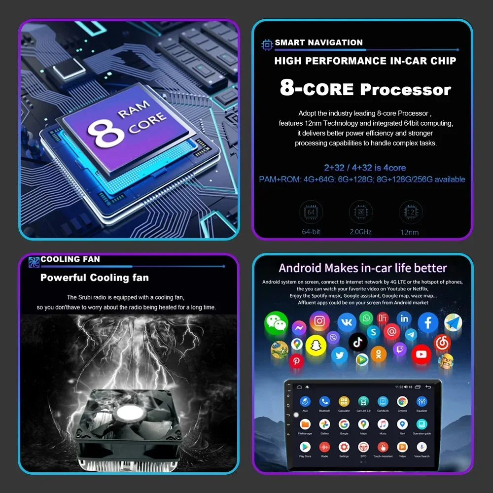 Автомобильное радио Android 13 для Jeep Wrangler 4 JL 2018-2019 5G WIFI IPS сенсорный экран 9