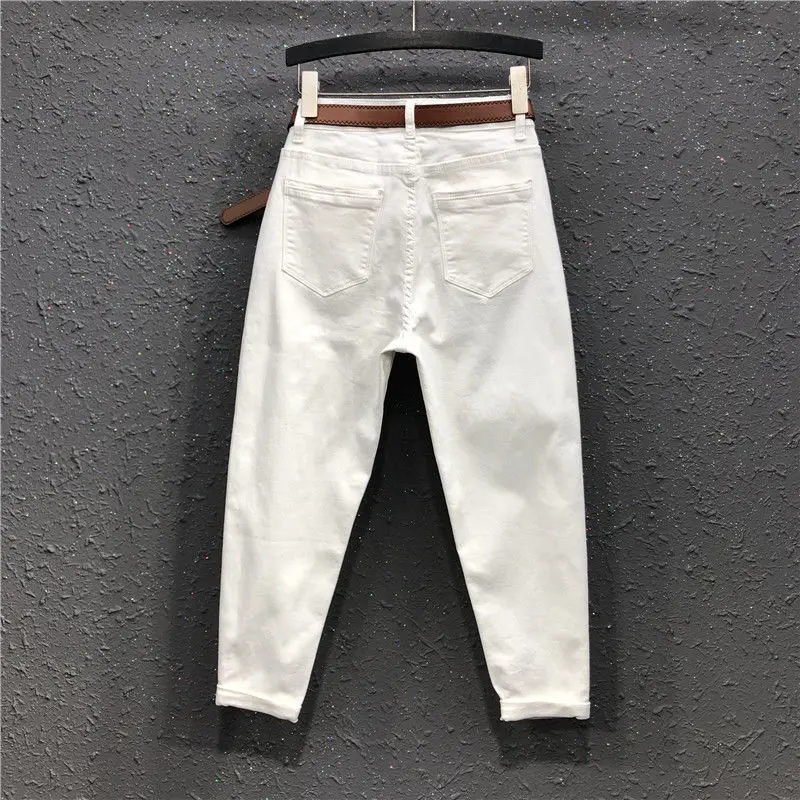 

New Woman Mid Waist Fashion Loose Jeans Female Vintage Denim Pants Ladies Pencil Pants Casual Trousers Summer Stretch Jeans A04