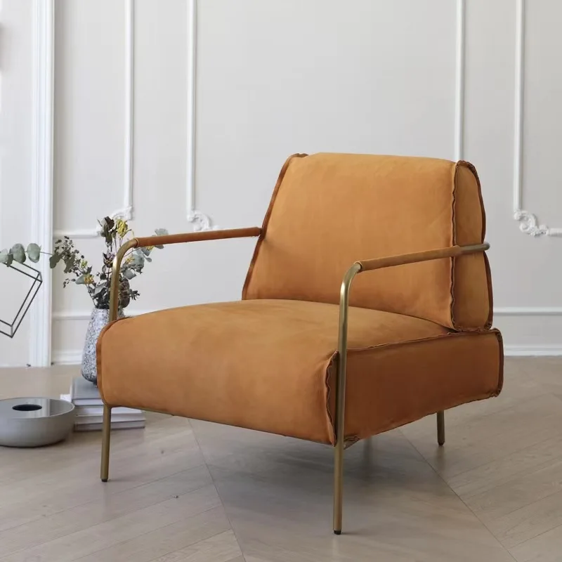 

Elion light luxury high-end designer leisure chair living room hotel bedroom reception chair matte leather lazy sofa chair