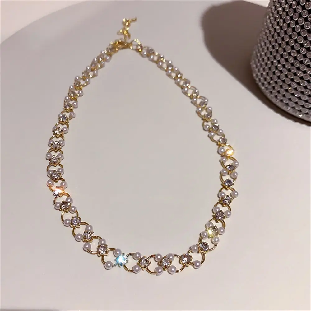

New Exquisite Gifts Wedding Jewelry Simple Handmade Pearl Stone Chain Choker Pearl Necklace
