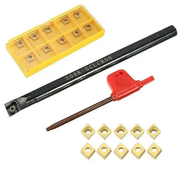 

8mm S08K-SCLCR06 S08K SCLCR06 Toolholder Turning Tools Lathe Boring Bar with 10pcs CCMT060204-HM inserto para torno