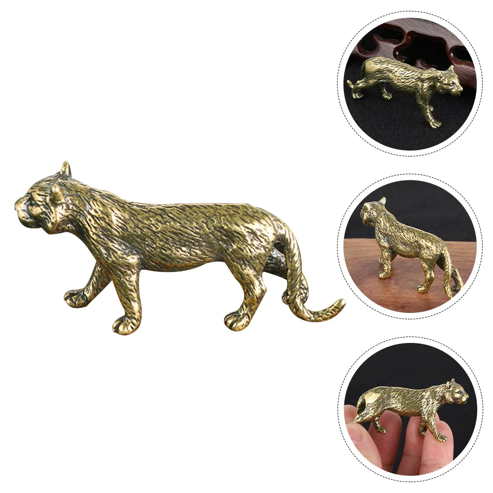 

Decorative Tiger Figurine Desktop Tiger Statue Wear-resistant Brass Decor Home Accessory