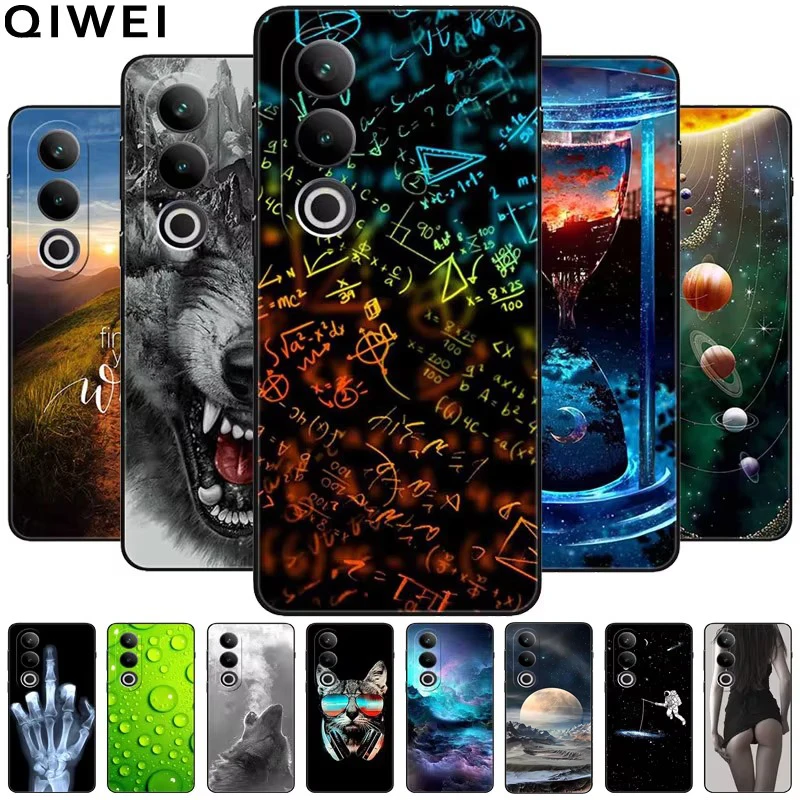 Для Oneplus Nord CE 4 чехол с изображением животных черный силиконовый мягкий бампер из