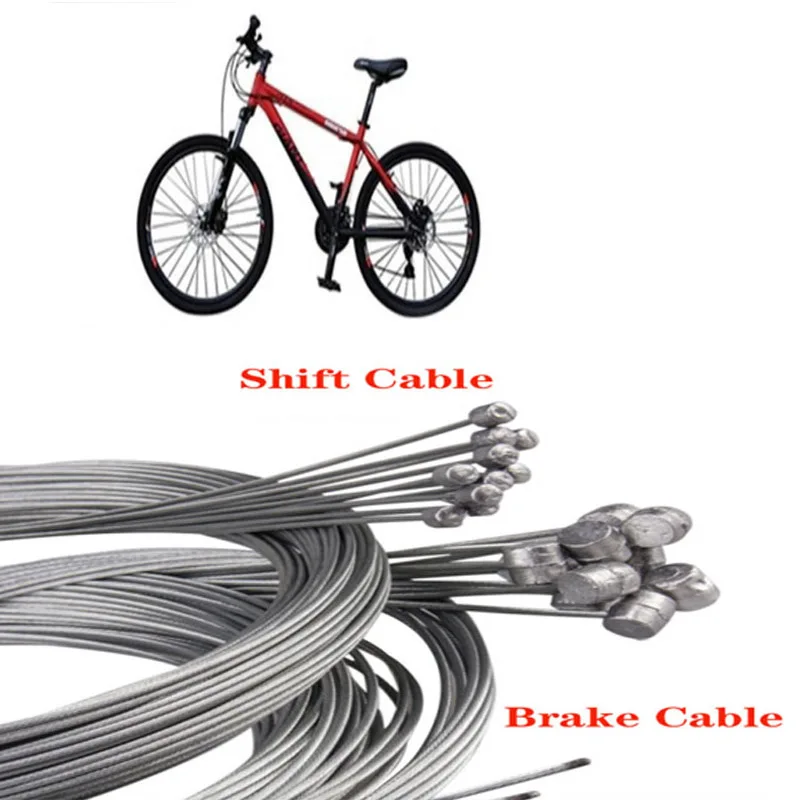 10pcs/set 2M MTB Bicycle Brake Line Bicycle Speed Line Fixed Gear Shifter Gear Brake Cable Set Core Inner Wire for MTB Road Bike