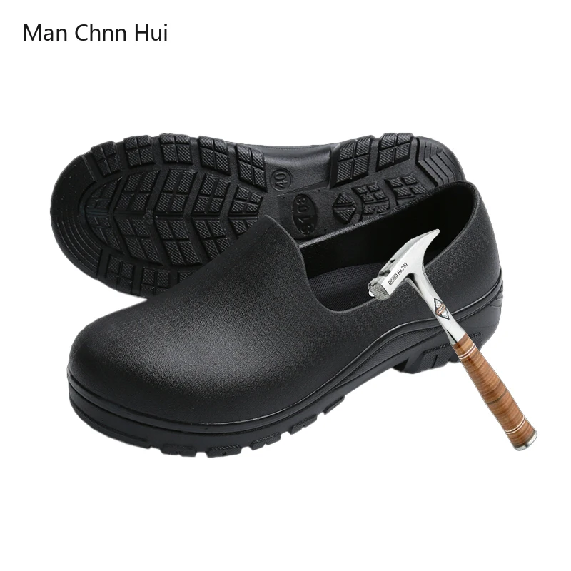 

Black Anti-collision steel head Chef Shoes Cook Slippers Anti-Slip Waterproof Oil-proof Hotel Restaurant Kitchen Work Shoes