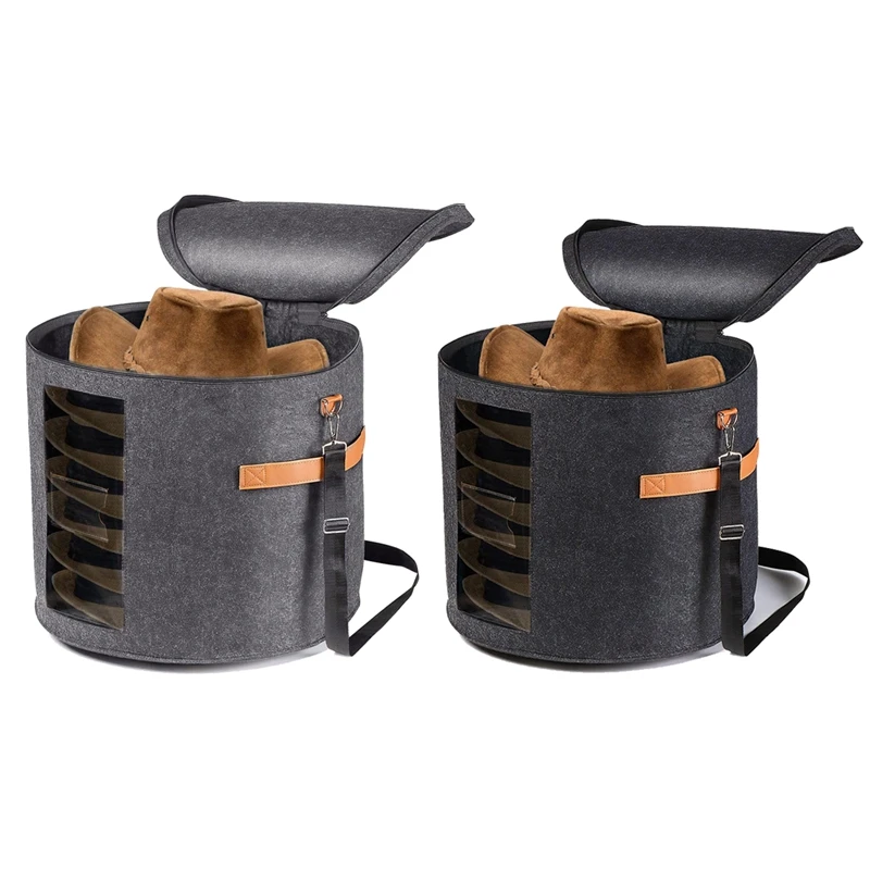 

Round Hat Storage Box - Foldable Hat Box With Lid For Stuffed Clothes And Animal Toy, Carrying Organizer Box