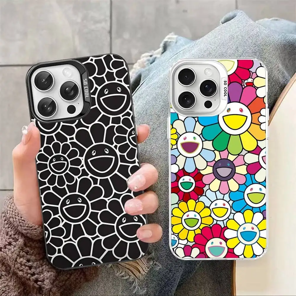 Фото Японский рабочий чехол для телефона Artisti M-murakami T-takash Art для iPhone 17, 16, 15, 14, 11, 12, 13 Pro Max Plus Pro, цветной серебряный чехол №1